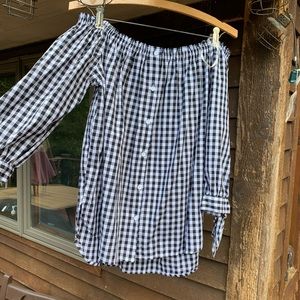 Off-The-Shoulder Plaid Top